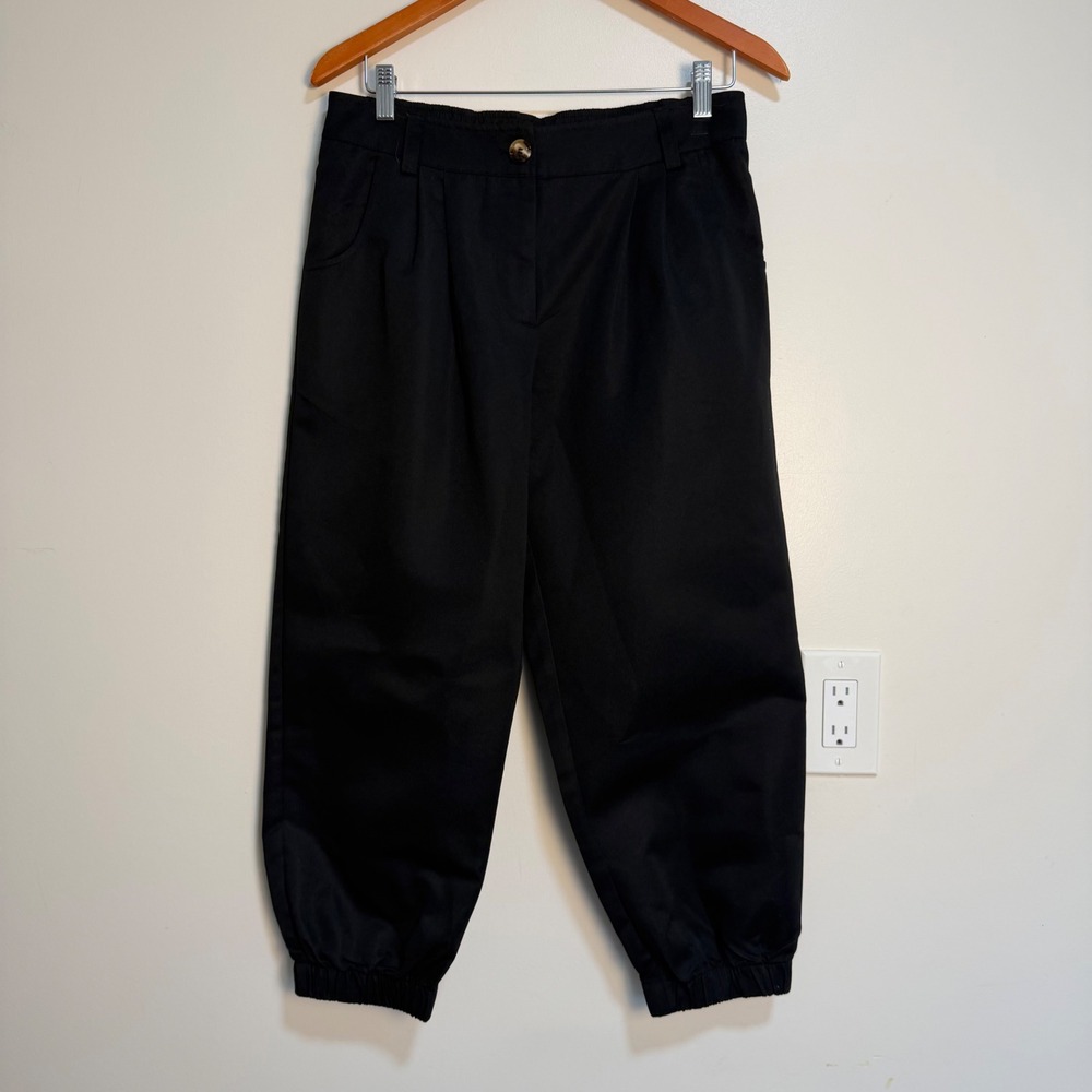 NWT Halara Pleated High Waisted Jogger Pants Black Womens Medium Petite Modern